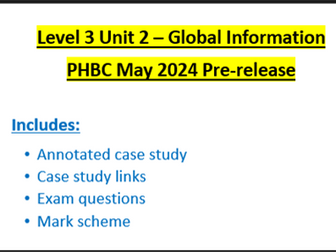 Level 3 Cambridge Technical in IT Unit 2 Global Information Case Study PHBC 2024 (Mock Questions)