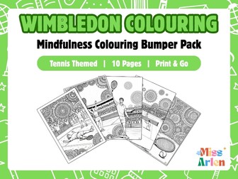 Wimbledon Mindfulness Colouring Pages - Tennis Themed 10 Page Printable Pack