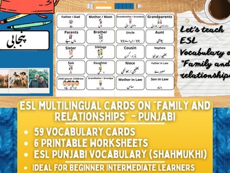 ESL Vocabulary Flashcards - Family & Relationships - Shahmukhi Punjabi