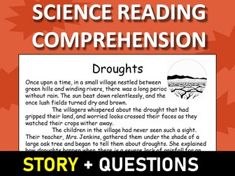 Droughts Reading Science Story Comprehension Questions Worksheet