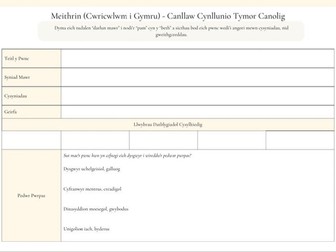 Welsh-Medium | Play-Based |Curriculum for Wales | Medium-Term Planning Tool