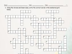 Household Chores Cleaning Supplies Crossword Puzzle Teaching Resources
