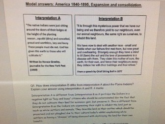 America 1840-1895 AQA Model answers for all questions.