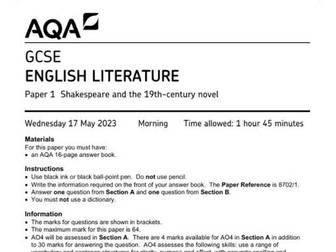 AQA Language and Literature Breakdown