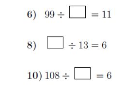 division finding missing numbers worksheets with solutions