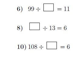 division finding missing numbers worksheets with solutions