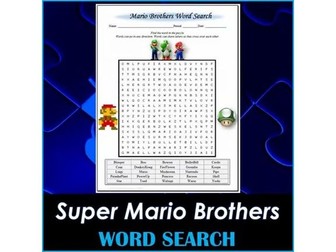 Super Mario Brothers Word Search Puzzle