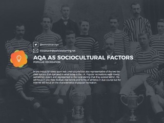 NEW AQA AS Sociocultural Factors - Lesson 1: Popular Recreation