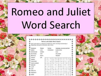 Romeo and Juliet Wordsearch