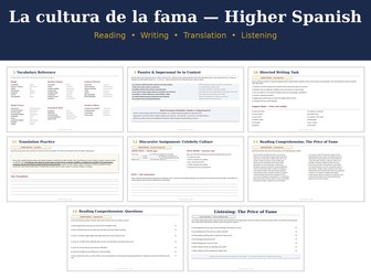 Celebrity Culture - Complete Higher Spanish Booklet - SQA Aligned