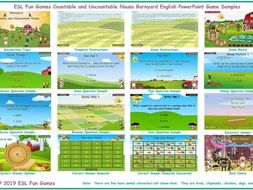 Countable and Uncountable Nouns Barnyard English PowerPoint Game