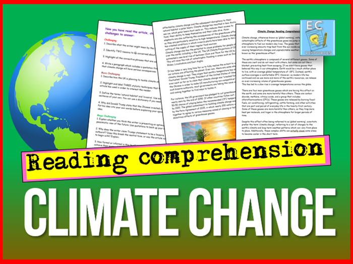 Climate Change - Reading Comprehension By EC_Resources | Teaching Resources