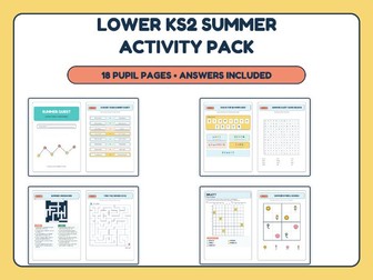 Lower KS2 Summer Activity Pack: 18 Printable Pages