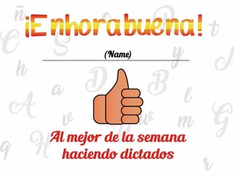 Diploma por hacer un buen dictado - for making a great dictation