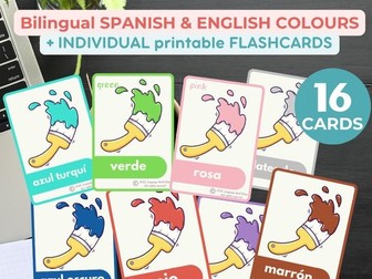 SPANISH COLORS BILINGUAL flashcards Spanish and English Language Printable