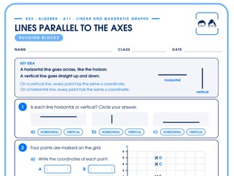 Lines Parallel to the Axes (x = a, y = b) | 4-Tier Differentiated Worksheet | KS3 + Answers