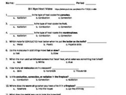 Bill Nye: Heat, Thermal Energy Video sheet