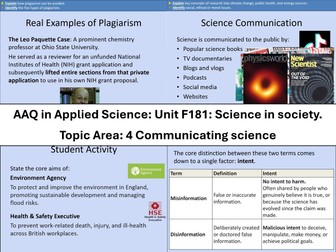 OCR AAQ in Applied Science: Communicating science