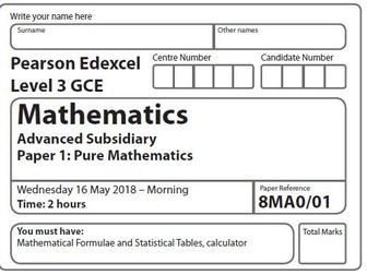 MODEL ANSWERS Edexcel AS Maths 2018 Paper 1 (Pure)