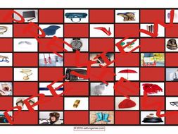 Clothing Accessories, Footwear and Jewelry Checker Board Game