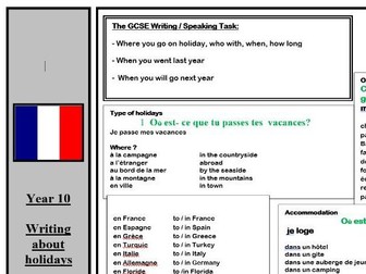 Les Vacances  - Sentence builder