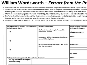 Wordsworth - Prelude Revision Sheet