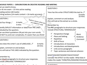 AQA English Language Paper 1 and Paper 2 Revision Mats