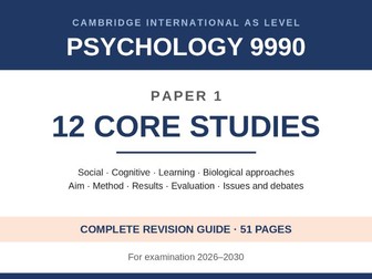 CIE AS Psychology 9990: 12 Core Studies