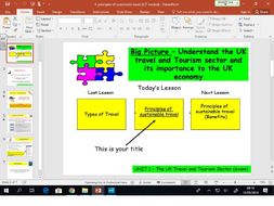 Travel and Tourism BTEC first level 2 - UNIT 1 - lesson 4 - Sustainable Tourism