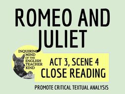 Romeo & Juliet Close Reading and Annotating Worksheet (Act ...
