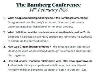 Edexcel iA-Level History, 1C Germany 1918-45 - The Bamberg Conference