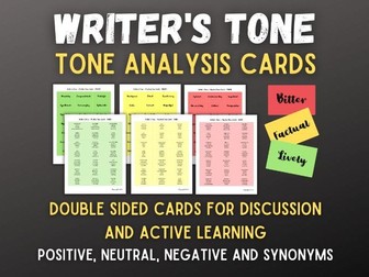 Writer's Tone | Analysis of Language | Author Purpose | Printable Vocab Cards