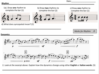 Y9 Music Theory Assessment