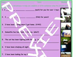 Present Perfect Continuous 3 Photo Worksheet Set
