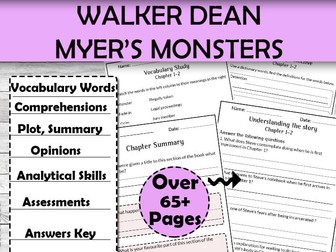 Monster by Walter Dean Myers Novel Study