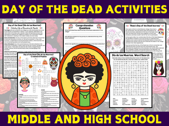Day of the Dead (Dia de los Muertos) Activities Puzzles Middle & High School