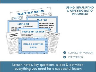 Using & Applying Ratio | Ratio & Proportion | Lesson Notes, Slides & Activities