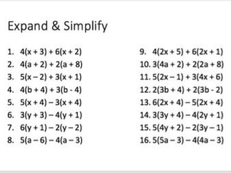 Expand, Simplify & Factorising Linear Expressions Lesson Series