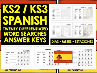 SPANISH DAYS MONTHS SEASONS WORD SEARCHES