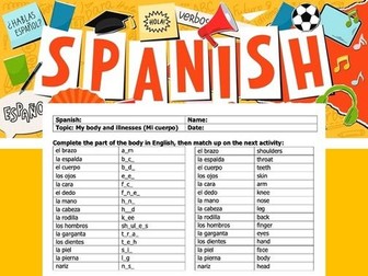 Body parts and illnesses Worksheet Spanish