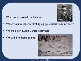 Howard Carter and Tutankhamun's Tomb: Lesson Plan and Resources KS2