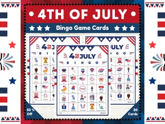 4th of July Day Bingo Game Cards : Celebrate Independence Day in Style