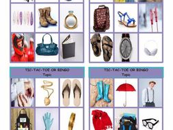 Clothing, Accessories, Footwear and Jewelry Tic-Tac-Toe or Bingo