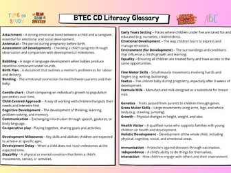 BTEC Child Development Literacy Glossary