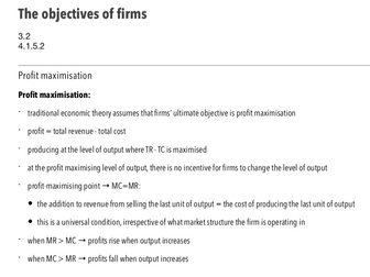 Objectives of Firms - A Level Economics