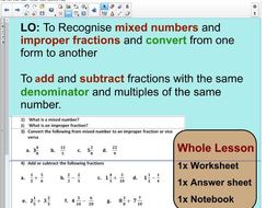 whole lesson converting fractions mixed to improper fractions whole lesson converting fractions mixed to improper fractions adding and subtracting ks