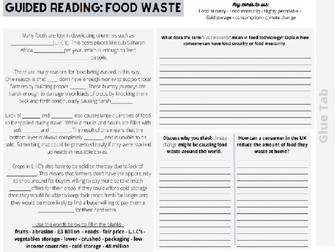 Guided Reading: Food Waste Food Technology