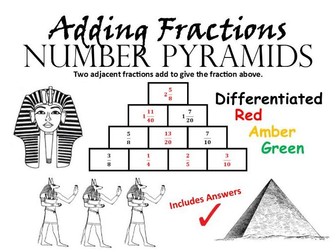 Adding Fractions Number Pyramids