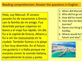 Talking about a past holiday