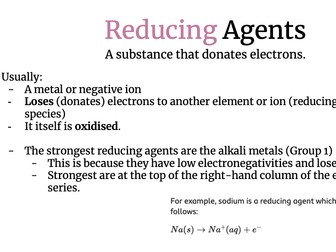 SQA Higher Chemistry - Redox Teaching Resource + Past Paper Questions